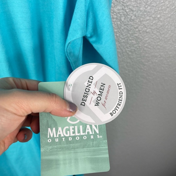 NWT Magellan WOMENS XL long Sleeve Boyfriend Fit Outdoors Top Shirt Blue Pull On - Picture 4 of 8